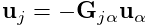 {\bf u}_{j}=-{\bf G}_{j\alpha}{\bf u}_{\alpha}