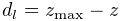 d_{l}=z_{\text{max}}-z