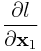 \displaystyle\frac{\partial l}{\partial{\bf x}_{1}}