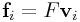 {\bf f}_{i}=F{\bf v}_{i}