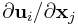 \partial{\bf u}_{i}/\partial{\bf x}_{j}